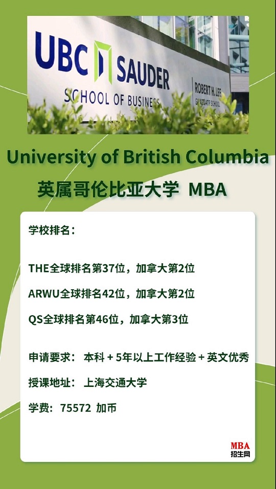 上海交通大學(xué)-UBC英屬于哥倫比亞大學(xué) MBA